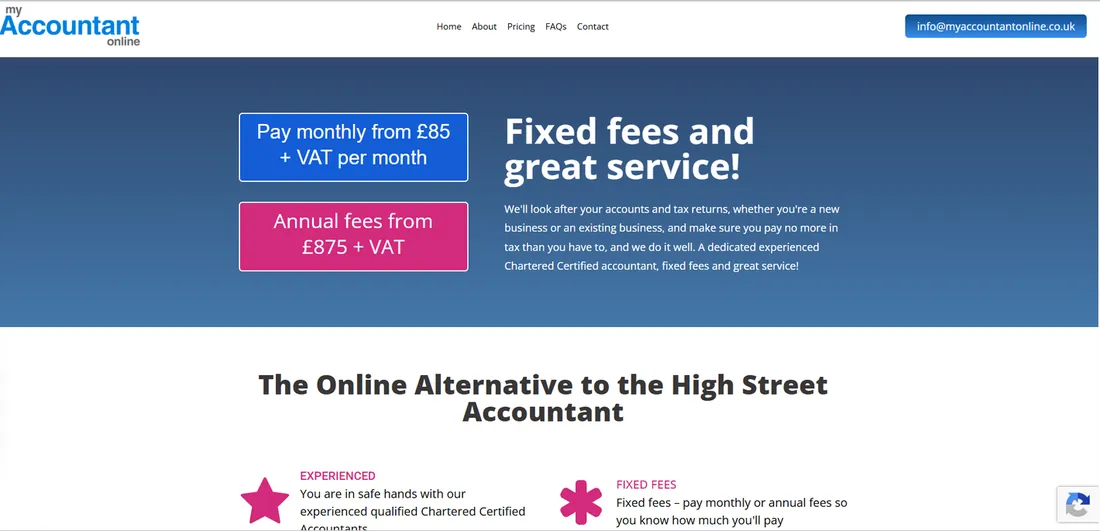 The old My Accountant Online homepage before the redesign
